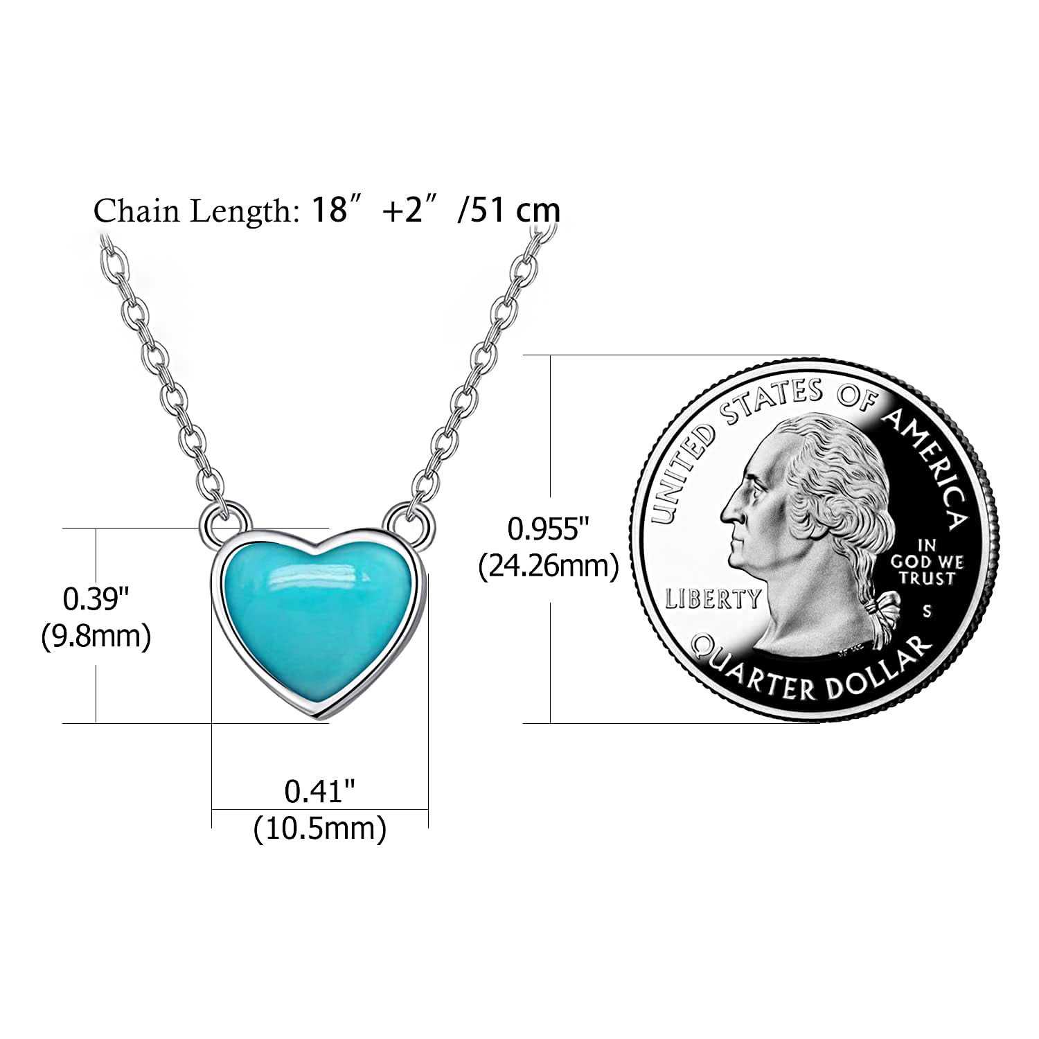 TANGPOET Dainty Turquoise Necklace for Women Sterling Silver Turquoise Heart Pendant Necklaces Blue Stone Jewelry Birthday Christmas Valentines Day Gift for Her