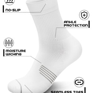 PAPLUS Compression Running Sock for Men and Women 3 Pairs, Cushioned Athletic Crew Socks with Arch Support