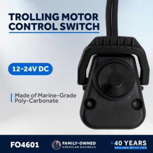 Five Oceans Trolling Motor Foot Switch with On Lever Continuous Control - Trolling Motor Foot Control Rated Up to 20 Amps DC, 12-24-Volts, Black Polycarbonate, Waterproof IP65 - FO4601