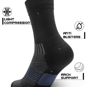 PAPLUS Compression Running Sock for Men and Women 3 Pairs, Cushioned Athletic Crew Socks with Arch Support