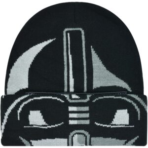 star wars darth vader roll down cuff beanie hat, black, one size