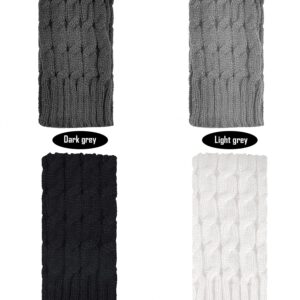 4 Pairs Leg Warmers for Women Girls Winter Long Leg Warmers Cable Knitted Crochet Boot Socks (White, Gray, Light Gray, Black)