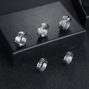 Magitaco Spinner Rings Stainless Steel Anxiety Rings Moon Star Flower Lunnar Phase Fidget Rings for Anxiety for Women Men