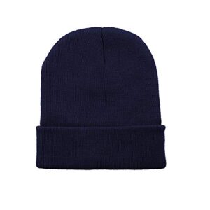 American Trends Winter Beanie Men Wool Knit Fisherman Hat Women Cuffed Black Beanie Slouchy Skull Cap A Navy Blue