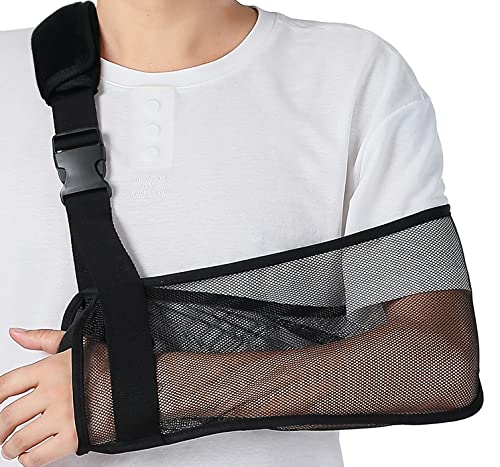 Ledhlth Mesh Arm Sling Black for Shower Shoulder Immobilizer Brace Support for Broken Shoulder Elbow Arm Wrist Injury Men Women Teenagers Adults left right