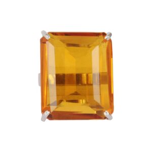 80.00 Ct. Emerald Cut Big Size Yellow Citrine Ring, Party Wear Ring, 925 Sterling Silver Ring