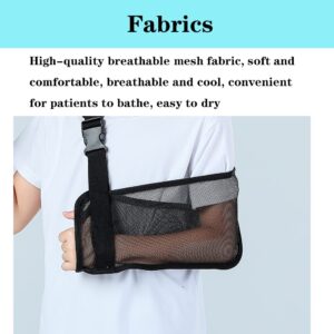 Ledhlth Mesh Kids Arm Sling Black for Shower Shoulder Immobilizer Brace Support for Broken Shoulder Elbow Arm Wrist Injury Children Pediatric Toddler Girls Boys left right, Kids L