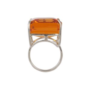 80.00 Ct. Emerald Cut Big Size Yellow Citrine Ring, Party Wear Ring, 925 Sterling Silver Ring