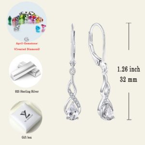 YL Infinity Dangle Drop Earrings Sterling Silver Leverback Teardrop Earrings Cubic Zirconia Twisted Jewelry