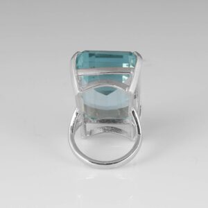 GEMHUB 93 Ct. Emerald Cut Big Size Blue Aquamarine Ring, Party Wear Ring, 925 Sterling Silver Ring