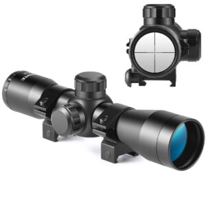 SOROVEE 4x32 Compact Rifle Scope,Airsoft Scope Crosshair Optics,Hunting Gun Scopes with 20mm Free Mounts,Ajustable Diopter,Windage and Elevation