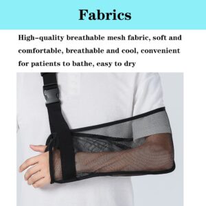 Ledhlth Mesh Arm Sling Black for Shower Shoulder Immobilizer Brace Support for Broken Shoulder Elbow Arm Wrist Injury Men Women Teenagers Adults left right