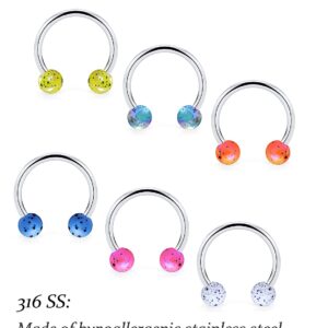 Vsnnsns 16G Surgical Steel Horseshoe Nose Septum Rings Piercing Jewelry Cartilage Helix Tragus Earring Studs Hoop Lip Horseshoe Ring Piercing Jewelry Retainer for Women Men 8mm 52pcs