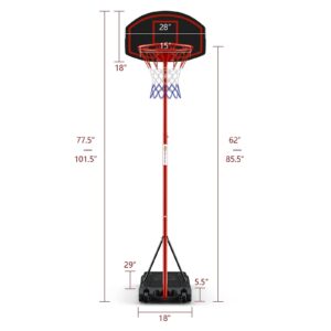 Goplus Portable Basketball Hoop, Height Adjustable Basketball Goal System [6.5FT-8.5FT] w/Shatterproof Backboard, Fillable Base & Wheels, Basketball Stand for Adult Kids, Indoor Outdoor Use