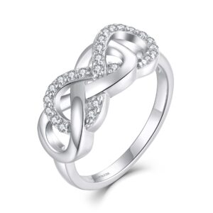 JO WISDOM Double Infinity Promise Ring for Her for Women Sterling Silver Cubic Zirconia Wedding Engagement Bands Ring size10