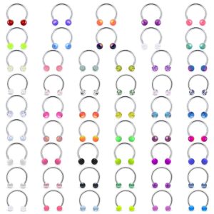 Vsnnsns 16G Surgical Steel Horseshoe Nose Septum Rings Piercing Jewelry Cartilage Helix Tragus Earring Studs Hoop Lip Horseshoe Ring Piercing Jewelry Retainer for Women Men 8mm 52pcs