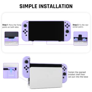 FUNDIARY Dockable Purple Case for Nintendo Switch OLED Model 2021 Skin, Accessories Cover for Switch OLED Console & Joycon with Screen Protector and 4 Thumb Grip Caps - Full Protection by Flip Shell