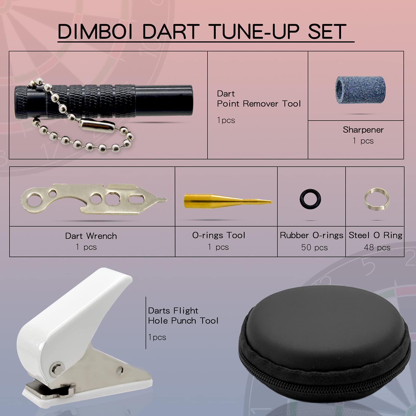 Dart Accessory Kit for Soft Tip and Steel Tip with Dart Rubber O Ring, Dart Sharpener, Dart Wrench Tool, Shaft and Dart Point Remover Tool, Dart Flight Punch Tool, Dart and Accessories Set