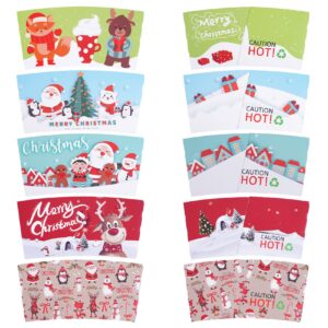 Smarimple Christmas Coffee Cup Sleeves 40 Count Hot Chocolate Cocoa Paper Cup Sleeves, Double-Layer Protective Heat Cold Drinks Insulated for Tea Cold Beverage Fits 12 oz to 20 oz Cups, 5 Designs