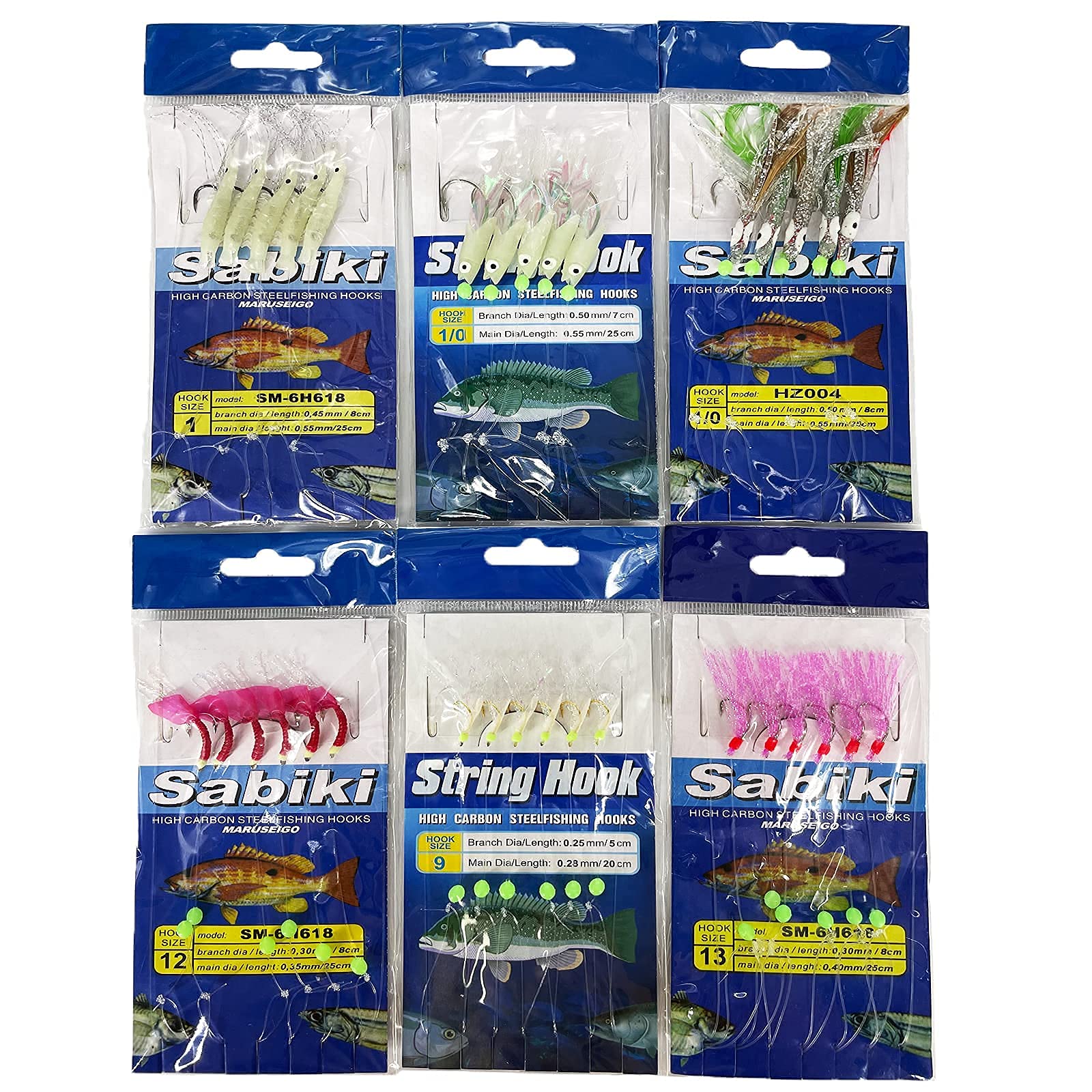 Skipaelf Sabiki Rigs Set,20 Packs Fishing Bait Rigs Luminous Sabiki Rig with Sharp Hooks,Soft Shrimp Lure Surf Fishing Rigs Saltwater