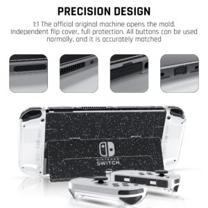 fanpl glitter protective case for nintendo switch oled model, dockable hard flashing cover case compatible with switch oled, sparkle bling crystal skin for girls