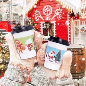 Smarimple Christmas Coffee Cup Sleeves 40 Count Hot Chocolate Cocoa Paper Cup Sleeves, Double-Layer Protective Heat Cold Drinks Insulated for Tea Cold Beverage Fits 12 oz to 20 oz Cups, 5 Designs