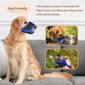 HEELE Dog Muzzle Nylon Soft Muzzle Anti-Biting Barking Secure,Mesh Breathable Pets Muzzle for Small Medium Large Dogs 4 Colors 4 Sizes (M, Blue)