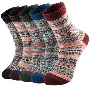 Pleneal 5 Pack Thick Soft Winter Wool Socks for Women - Cozy Knit Boots Socks