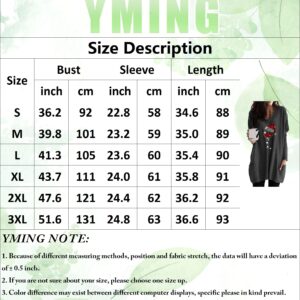 YMING Ladies Xmas Printed Sweatshirt Dress Christmas Long Sleeve Shirts Tops with Pockets Wine Glass Light Grey XL