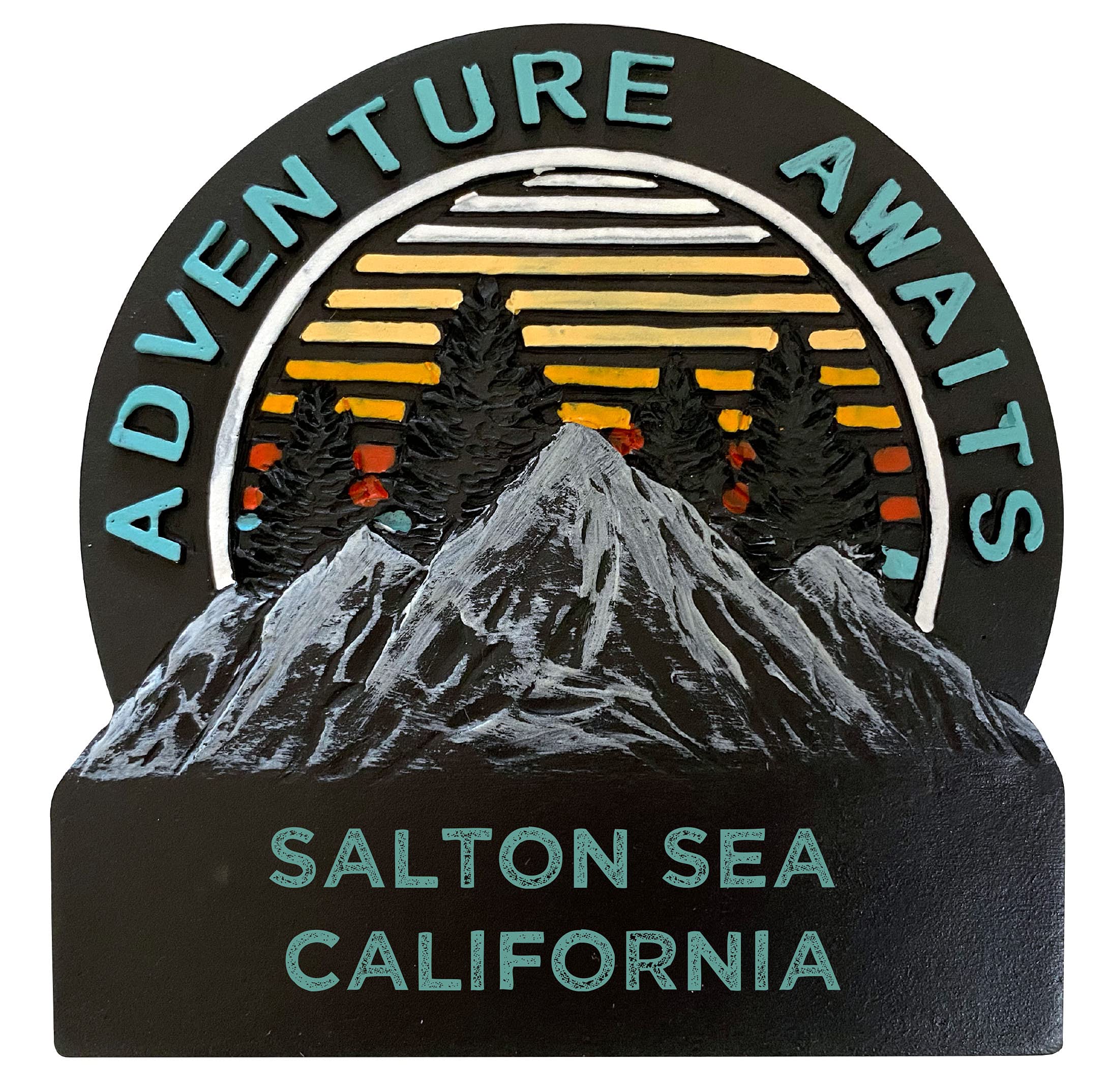 R and R Imports Salton Sea California Hand Painted Resin Refrigerator Magnet 3-Inch Approximately Adventure Awaits Design