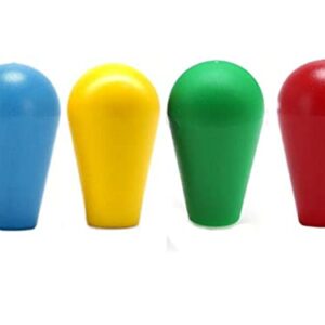 Set of 4 Solid Joystick Bat Tops Oval Ball Top Handles for Arcade1up 4 Player Arcade Mod (Blue/Yellow/Green/Red)