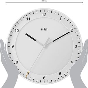 Braun Classic Mixed Analogue Wall Clock Home Gift Bundle with Silent Sweep Movement, Easy to Read, 30cm Diameter in Black + White, Model BC17B, BC17W (2 Pack)