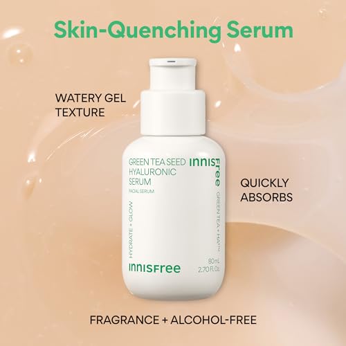 innisfree Green Tea Seed Hyaluronic Serum with Panthenol and Niacinamide, Korean Face Serum for Hydration and Glow (Packaging May Vary)