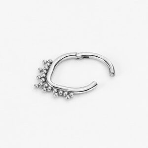 FANSING Surgical Steel Septum Jewelry 16g Septum Rings for Women Teardrop Septum Clicker Silver Septum Ring 16 Gauge 8mm Beaded Daith Piercing Jewelry Triangle Septum Ring