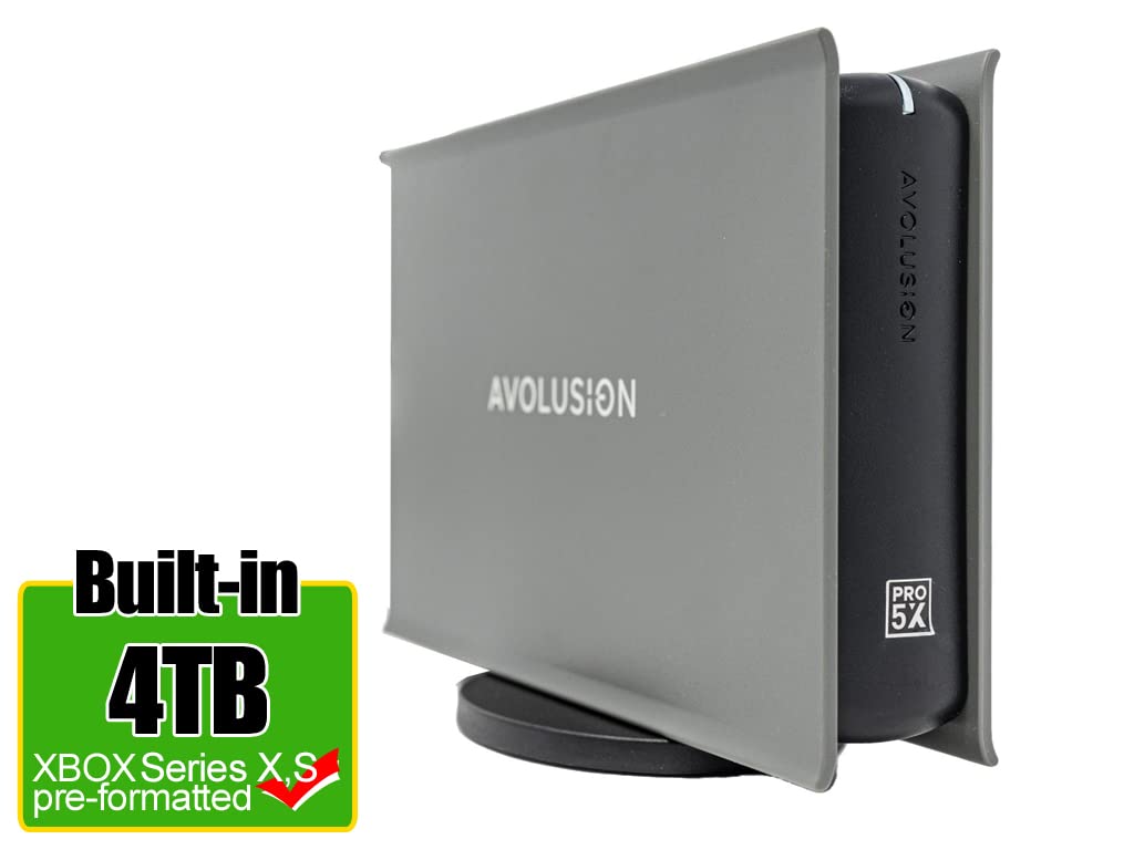 Avolusion PRO-5X Series 4TB USB 3.0 External Gaming Hard Drive (Grey) compatible with XBOX Series X|S Game Console - 2 Year Warranty