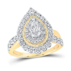 14kt yellow gold pear diamond halo bridal wedding engagement ring 1-1/2 cttw