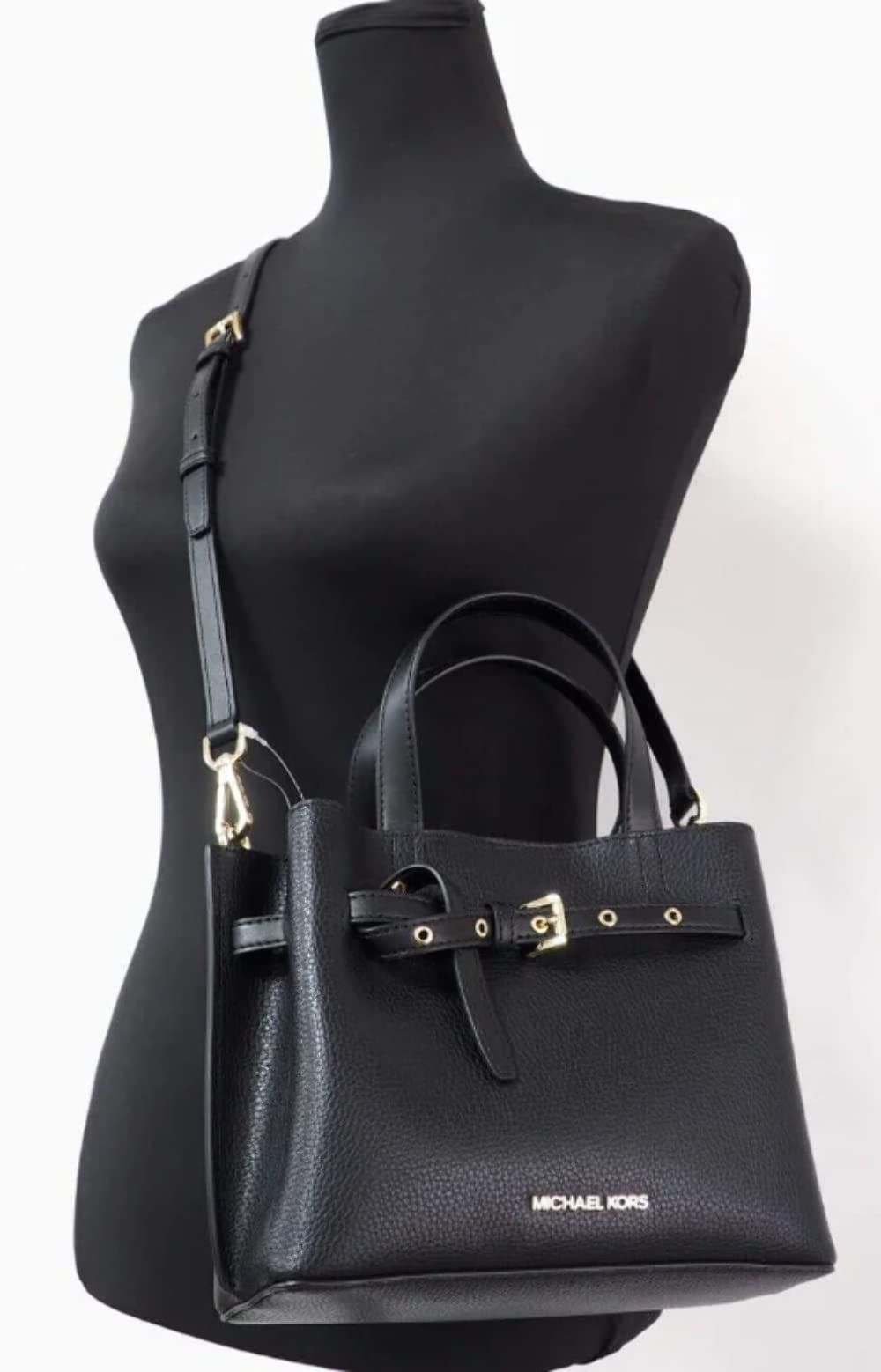 Michael Kors Emilia Small Leather Satchel Black Crossbody