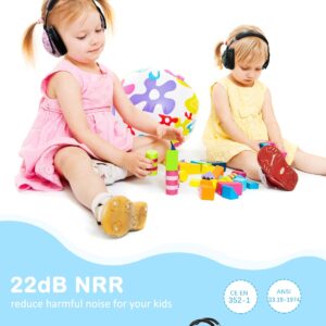 ZOHAN Kids Ear Protection 2 Pack, Hearing Protection Safety Ear Muffs for Children Have Sensory Issues, Adjustable Noise Reduction Earmuffs for Concerts, Fireworks, Air Shows(Rap&Unicorn)