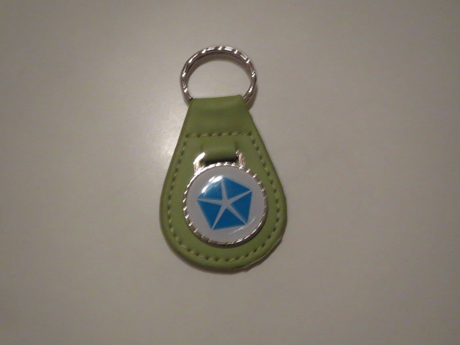 NEWPORT NEW YORKER 300 LEBARON LHS LASER WHITE LOGO LEATHER KEYCHAIN - BRIGHT GREEN