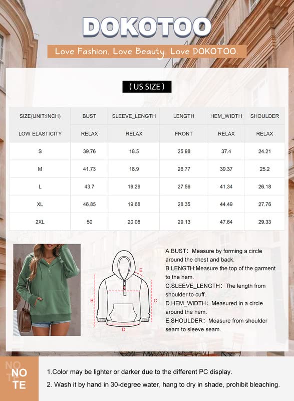 Dokotoo Womens Sweatshirt Ladies Fall Tops Drawstring Hoodies Sweatshirts for Women Long Sleeve Hooded Pullover with Pockets Button Collar Fleece Casual Basic Simple Winter Shirts Tops Blue XL