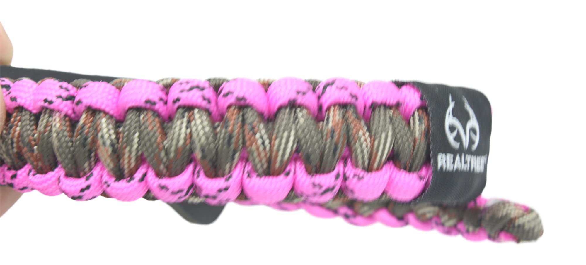 Ten Point Gear Realtree® Paracord Archery Bow Wrist Sling - 100% Full Grain Leather 550 Paracord (Pink Camo)