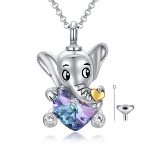 aoboco elephant urn necklaces for ashes sterling silver heart cremation memorial keepsake necklace jewelry gifts for women