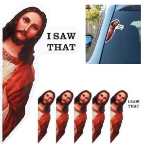 6 pieces jesus i saw that sticker vinyl stickers for car vehicle truck window laptop skateboard water bottle guitar, 6 inch (regular color,)