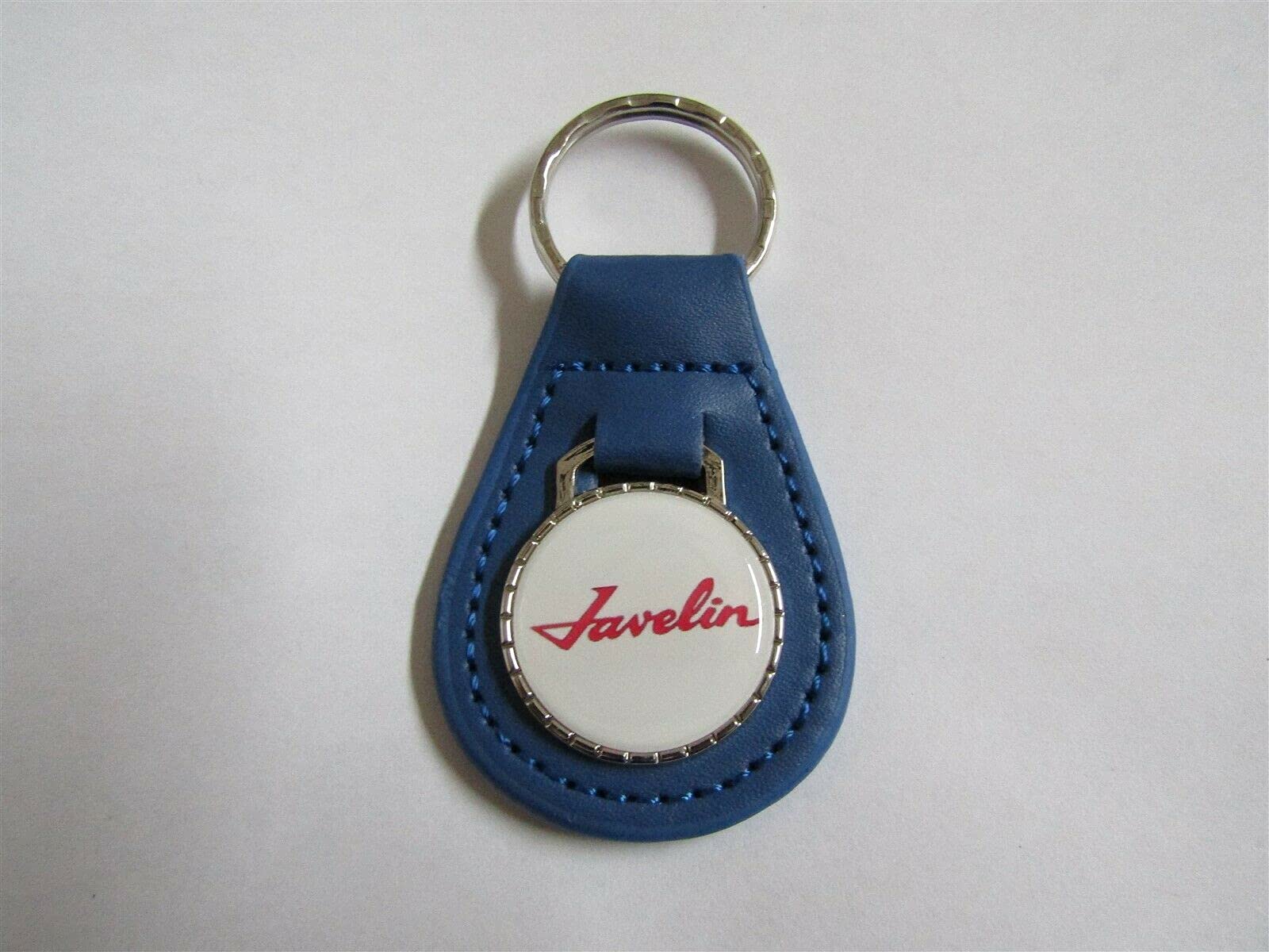 JAVELIN SCRIPT EMBLEM LOGO LEATHER KEYCHAIN - DARK BLUE