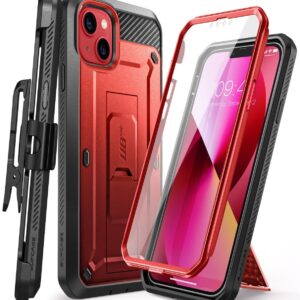 SUPCASE for iPhone 13 Case with Stand & Belt-Clip (Unicorn Beetle Pro), [Built-in Screen Protector] [Military-Grade Drop Protection] Heavy Duty Rugged Kickstand Phone Case for iPhone 13, Ruddy