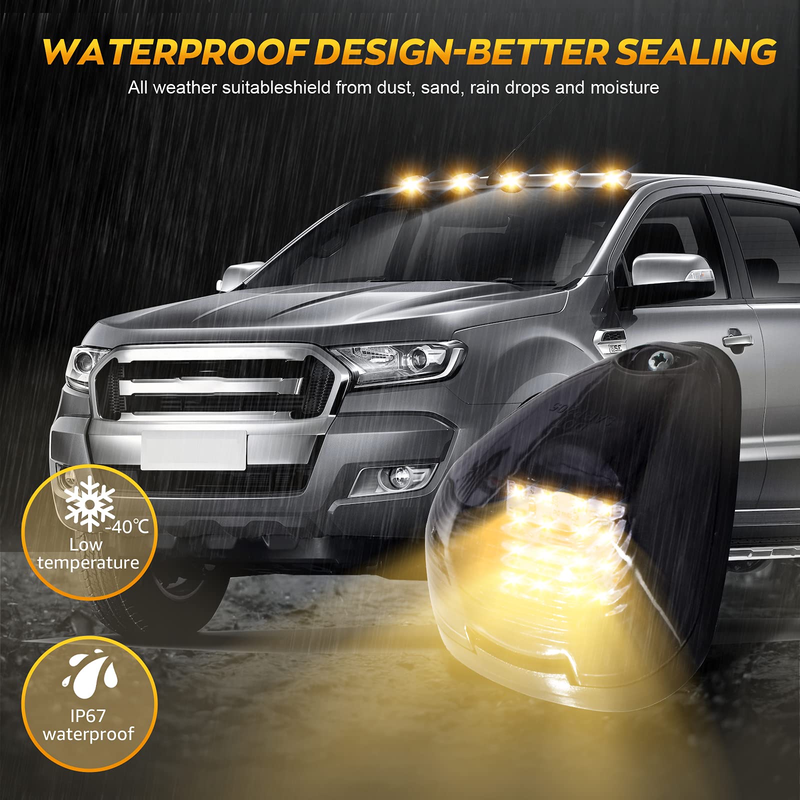 nifeida Cab Roof Marker Lights, Smoke Len 16LED Amber Clearance Light Fit for Ford F150 F250 F350 F450 F550 F650 F750 E150 E250 E350 E450 1999-2016 Super Duty Pickup Truck