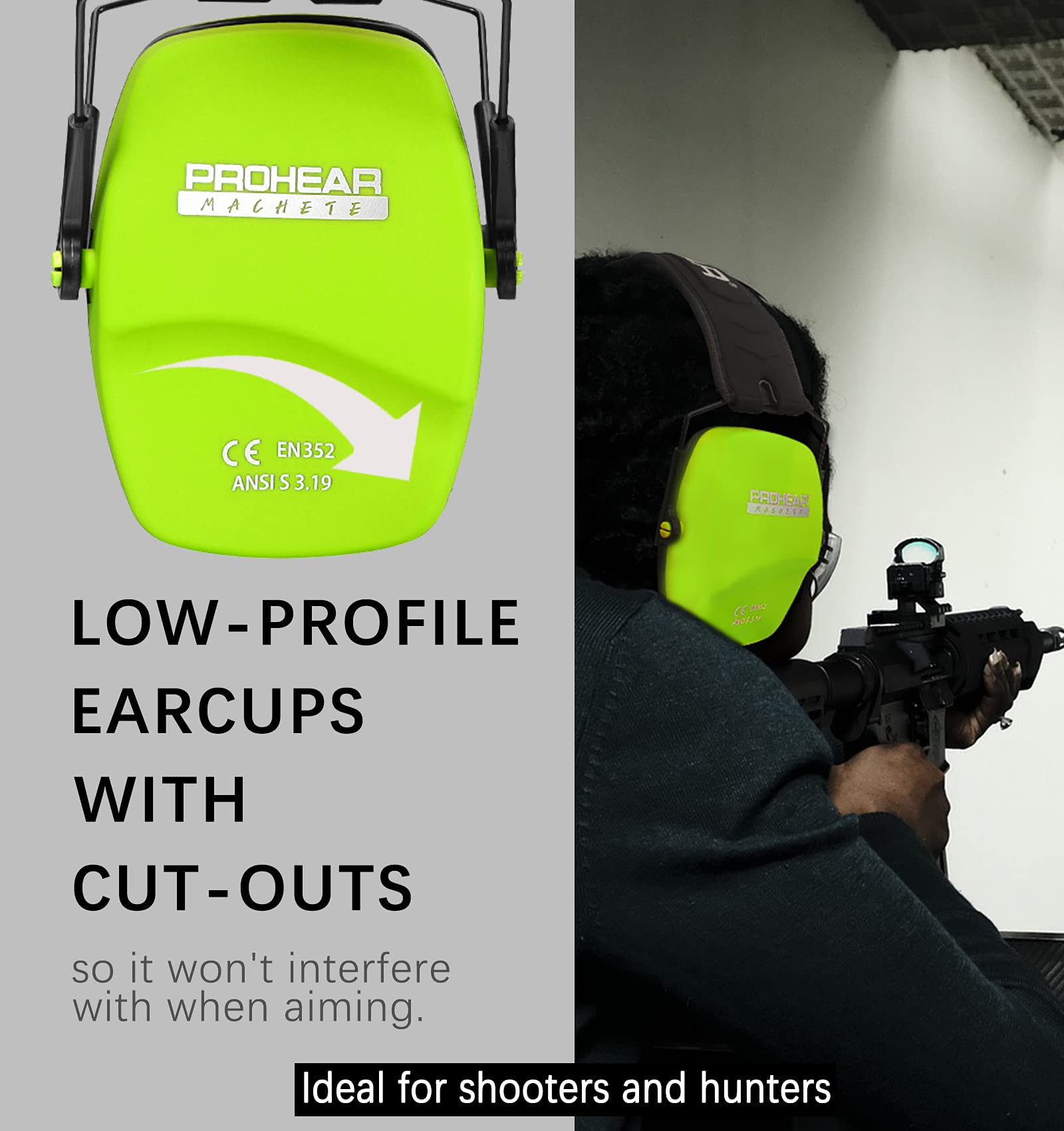 PROHEAR 016 Shooting Ear Protection Earmuffs 2 Pack, NRR 26dB for Gun Range, Hunting - Fruit Green and Orange