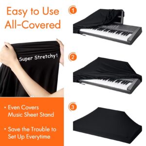 Piano Keyboard Dust Cover, 88 Keys Piano Music Keyboard Dirt Proof Cover Stretchy Electronic Keyboard Piano Cover Electronic Keyboard Cover With Durable Elastic & Cord Lock Must Have Piano Accessories