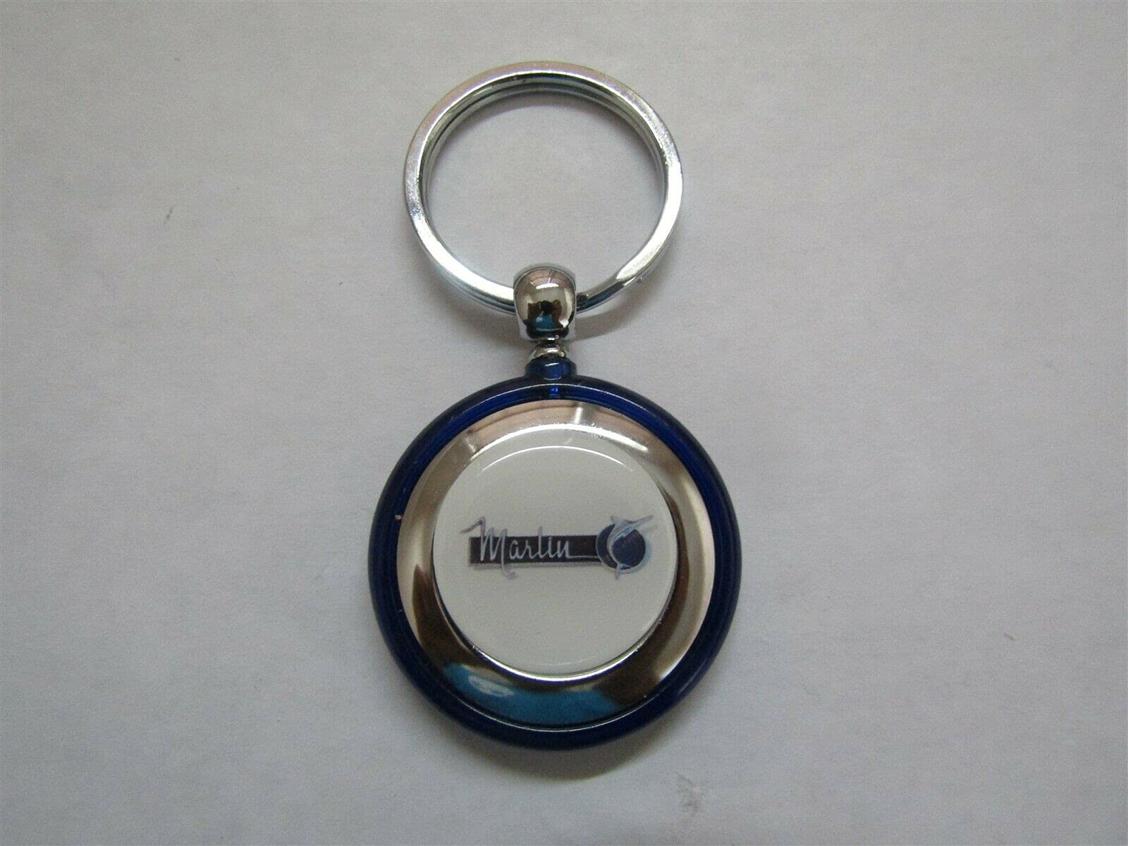 1965 1966 1967 MARLIN VINTAGE LOGO ROUND PLASTIC KEYCHAIN - BLUE