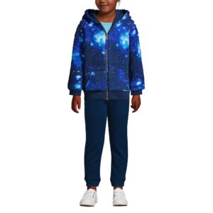 lands' end pattern sherpa lined hoodie blue galaxy space kids husky x-large